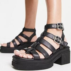ASOS DESIGN Highway Chunky Heeled Sandals in Black